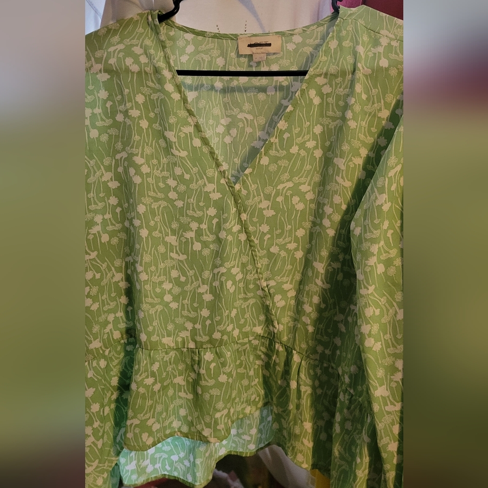 Green and White Patterned Dress